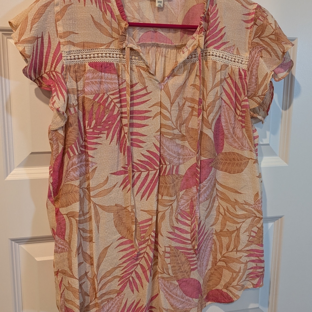 Tropical Leaf Print Women's Blouse